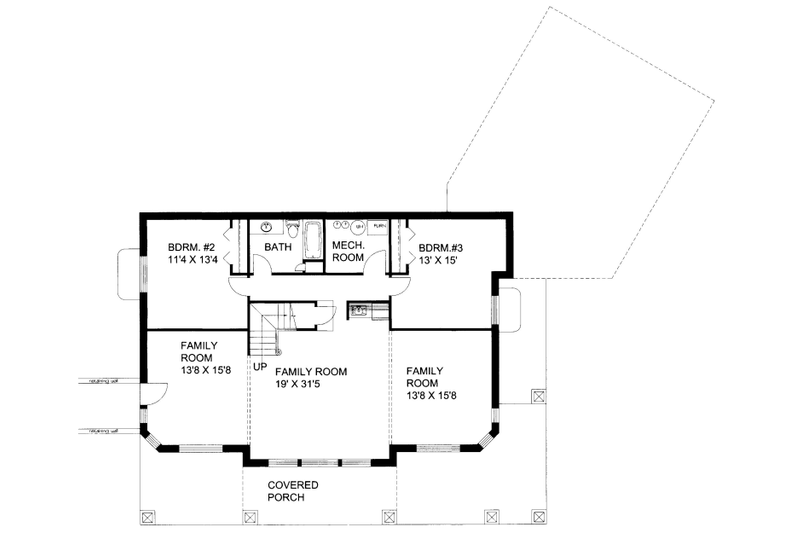 Architectural House Design - Floor Plan - Lower Floor for Bungalow House Plan #117-647 - 3 bed, 2.5 bath