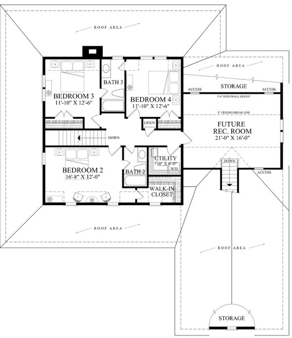 Architectural House Design - Craftsman Floor Plan - Upper Floor Plan #137-413