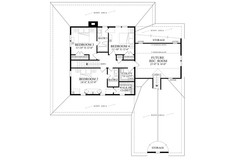 Architectural House Design - Floor Plan - Upper Floor for Craftsman House Plan #137-413 - 4 bed, 3.5 bath