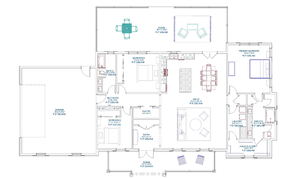 House Blueprint - Floor Plan - Main Floor for Farmhouse House Plan #1109-22 - 3 bed, 2 bath