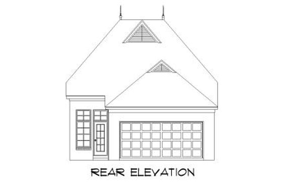 Exterior - Rear Elevation for European House Plan #424-116 - 3 bed, 2 bath