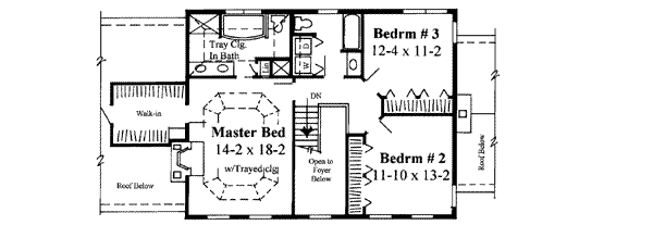 Colonial Floor Plan - Upper Floor Plan #75-135
