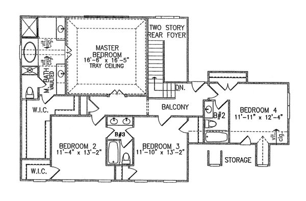 Traditional Floor Plan - Upper Floor Plan #54-402