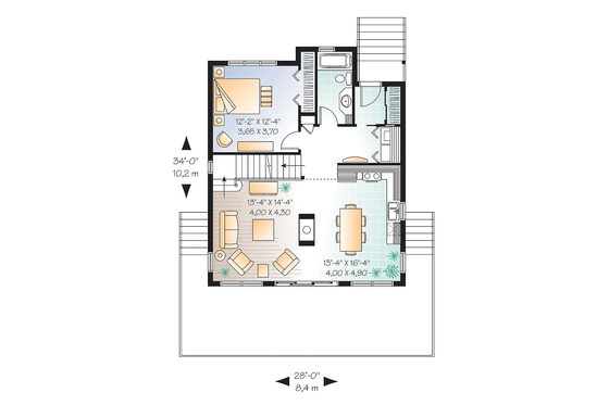 Floor Plan - Main Floor for Contemporary House Plan #23-2629 - 3 bed, 2 bath