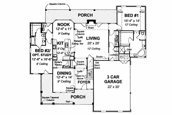Floor Plan - Main Floor for Country House Plan #20-1661 - 5 bed, 4.5 bath