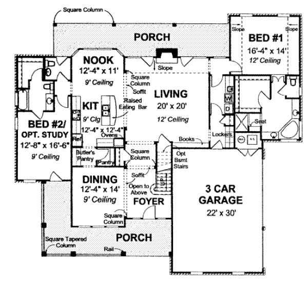 Architectural House Design - Country Floor Plan - Main Floor Plan #20-1661