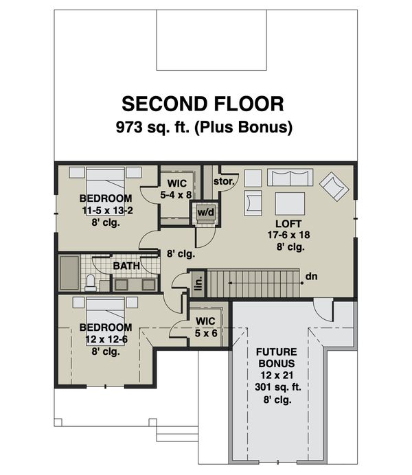 Farmhouse Floor Plan - Upper Floor Plan #51-1172