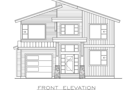 Exterior - Front Elevation 3 for Contemporary House Plan #1100-55 - 4 bed, 2.5 bath