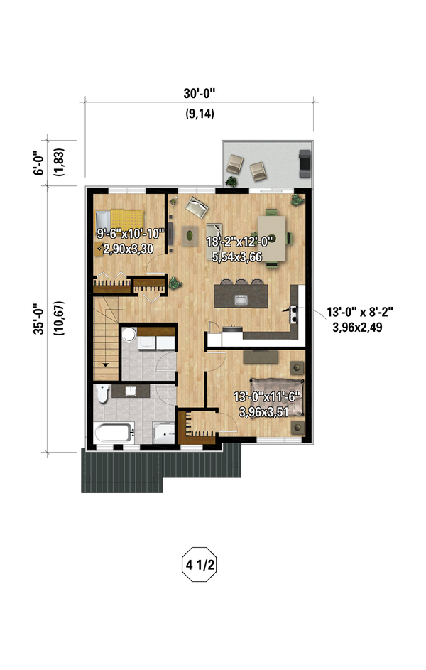 Contemporary Floor Plan - Upper Floor Plan #25-4980