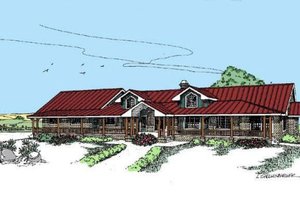 Ranch Exterior - Front Elevation Plan #60-296