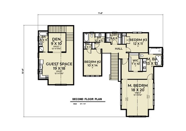 Traditional Floor Plan - Upper Floor Plan #1070-178