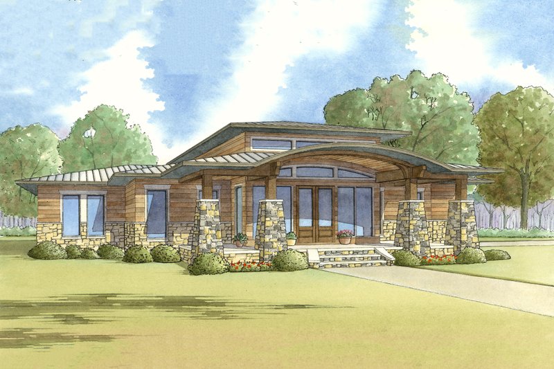 Dream House Plan - Modern Exterior - Front Elevation Plan #17-2591