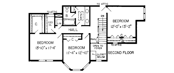 Traditional Floor Plan - Upper Floor Plan #312-122