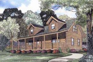 Log Exterior - Front Elevation Plan #17-470