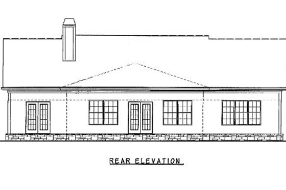 Exterior - Rear Elevation for Ranch House Plan #54-145 - 3 bed, 2 bath