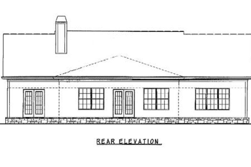 Architectural House Design - Exterior - Rear Elevation for Ranch House Plan #54-145 - 3 bed, 2 bath