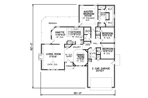 Floor Plan - Main Floor for Traditional House Plan #65-226 - 3 bed, 2 bath