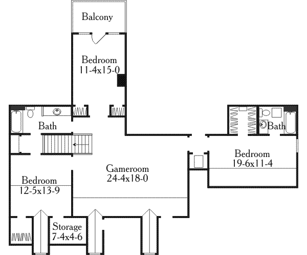 Southern Floor Plan - Upper Floor Plan #406-146