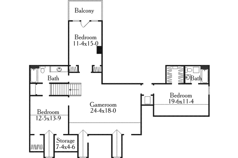 Dream House Plan - Floor Plan - Upper Floor for Southern House Plan #406-146 - 4 bed, 3.5 bath