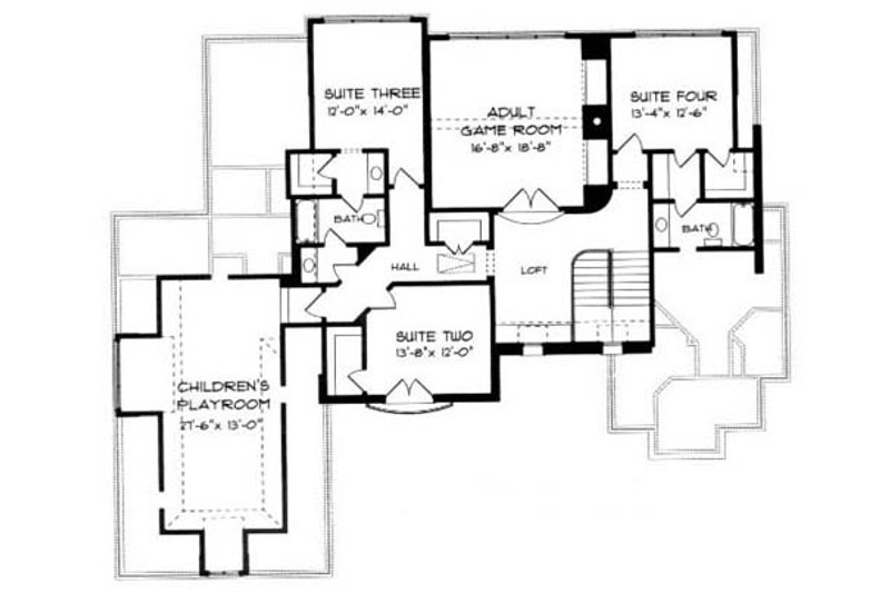 Dream House Plan - Floor Plan - Upper Floor for European House Plan #413-121 - 5 bed, 3 bath