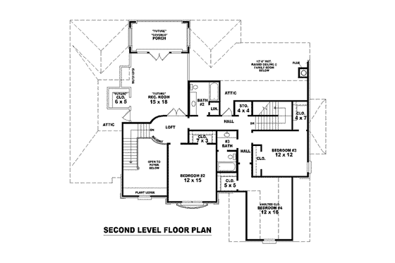 Floor Plan - Upper Floor for Colonial House Plan #81-1598 - 4 bed, 3.5 bath