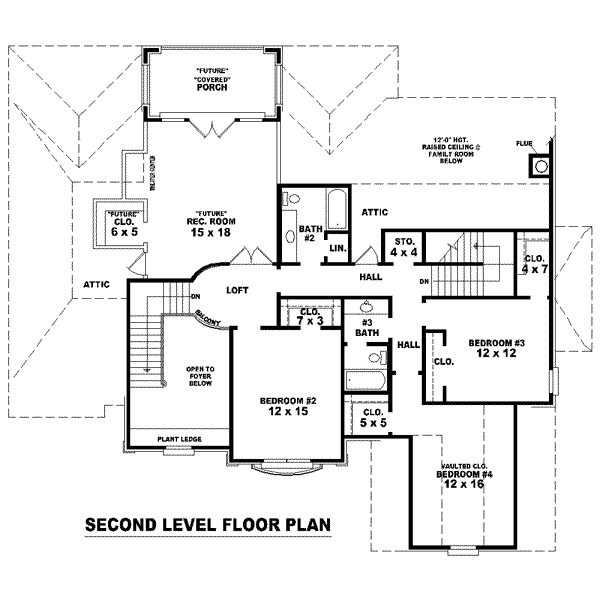 Colonial Floor Plan - Upper Floor Plan #81-1598