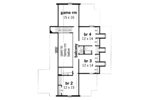 Floor Plan - Upper Floor for Southern House Plan #45-173 - 4 bed, 3.5 bath