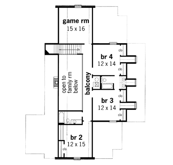 Southern Floor Plan - Upper Floor Plan #45-173