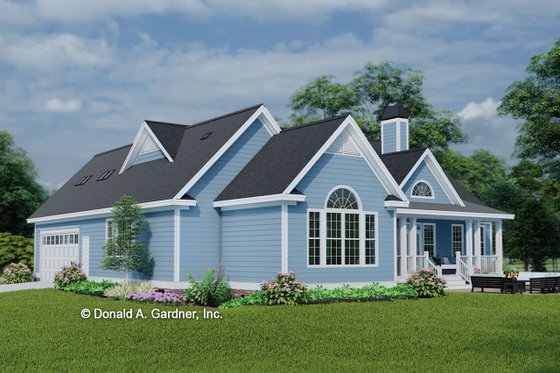 Exterior - Rear Elevation 1 for Ranch House Plan #929-938 - 3 bed, 2.5 bath