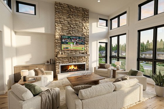 Interior - Family Room for Ranch House Plan #928-348 - 4 bed, 3 bath