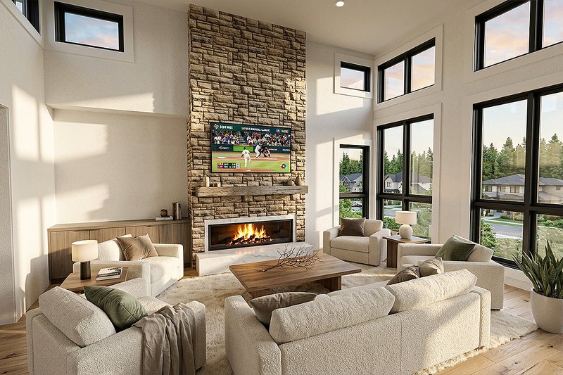 Architectural House Design - Interior - Family Room for Ranch House Plan #928-348 - 4 bed, 3 bath