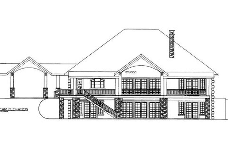 Home Plan - Exterior - Rear Elevation for European House Plan #117-614 - 4 bed, 5.5 bath