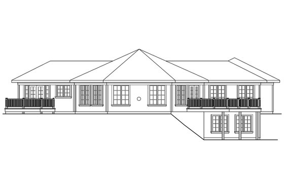 Exterior - Rear Elevation for Ranch House Plan #124-536 - 2 bed, 2 bath