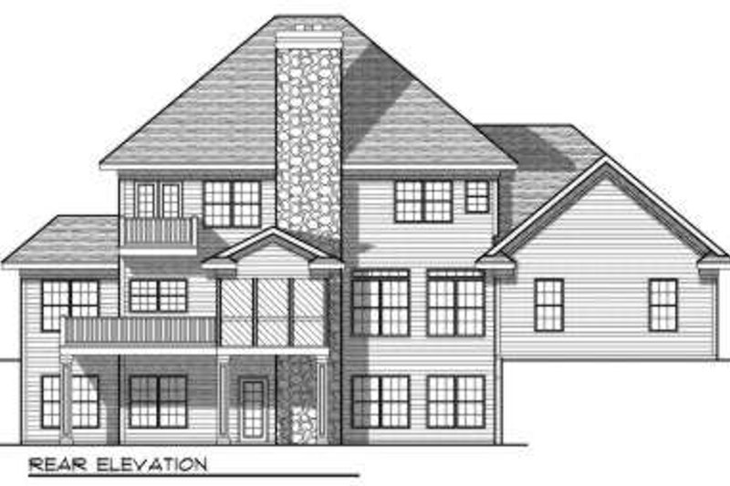 Home Plan - Exterior - Rear Elevation for European House Plan #70-696 - 3 bed, 3.5 bath