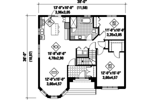 Floor Plan - Main Floor for European House Plan #25-4466 - 2 bed, 1 bath