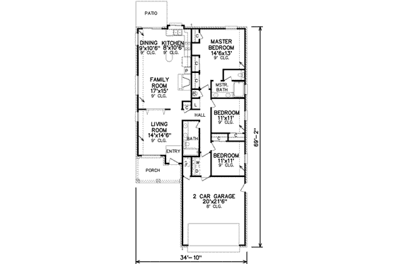 Floor Plan - Main Floor for Traditional House Plan #65-313 - 3 bed, 2 bath