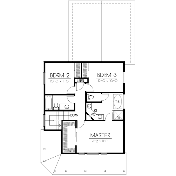 Farmhouse Floor Plan - Upper Floor Plan #100-434