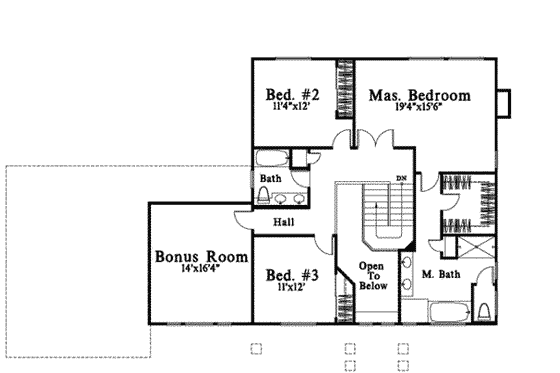 Floor Plan - Upper Floor for Traditional House Plan #78-192 - 3 bed, 2.5 bath