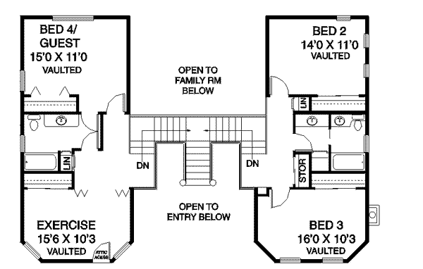 Traditional Floor Plan - Upper Floor Plan #60-267