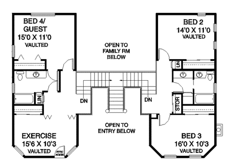House Plan Design - Floor Plan - Upper Floor for Traditional House Plan #60-267 - 4 bed, 3.5 bath
