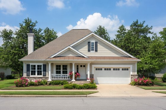 Exterior - Front Elevation for Traditional House Plan #20-166 - 3 bed, 2 bath