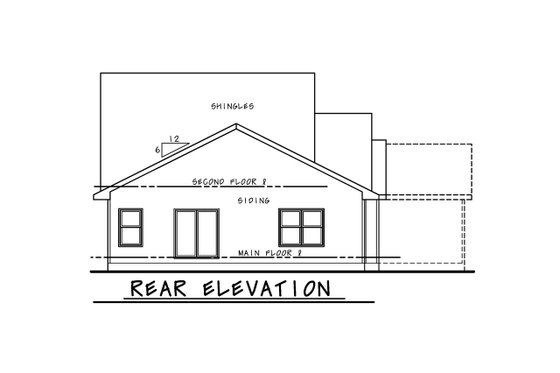 Exterior - Rear Elevation for Craftsman House Plan #20-2359 - 3 bed, 3 bath