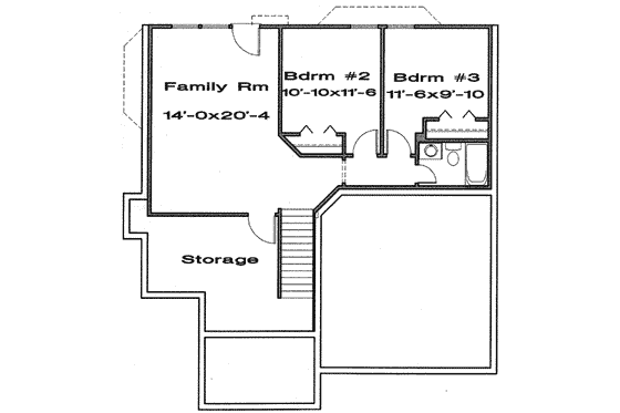 Floor Plan - Lower Floor for Traditional House Plan #6-169 - 3 bed, 2.5 bath