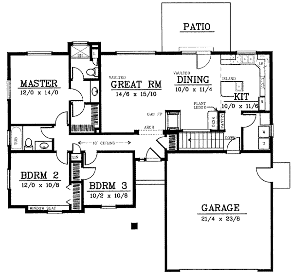 House Design - Traditional Floor Plan - Main Floor Plan #91-108