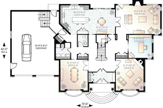 Floor Plan - Main Floor for European House Plan #23-2015 - 4 bed, 3.5 bath