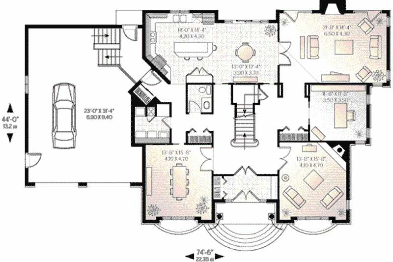 Home Plan - Floor Plan - Main Floor for European House Plan #23-2015 - 4 bed, 3.5 bath