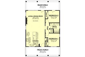 Floor Plan - Main Floor for Farmhouse House Plan #430-277 - 2 bed, 1 bath