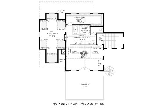 Floor Plan - Upper Floor for Contemporary House Plan #932-1170 - 4 bed, 4 bath