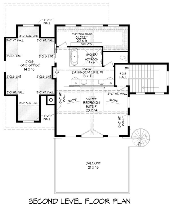 Contemporary Floor Plan - Upper Floor Plan #932-1170