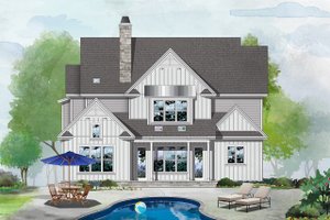 Exterior - Rear Elevation for Farmhouse House Plan #929-1122 - 4 bed, 3.5 bath
